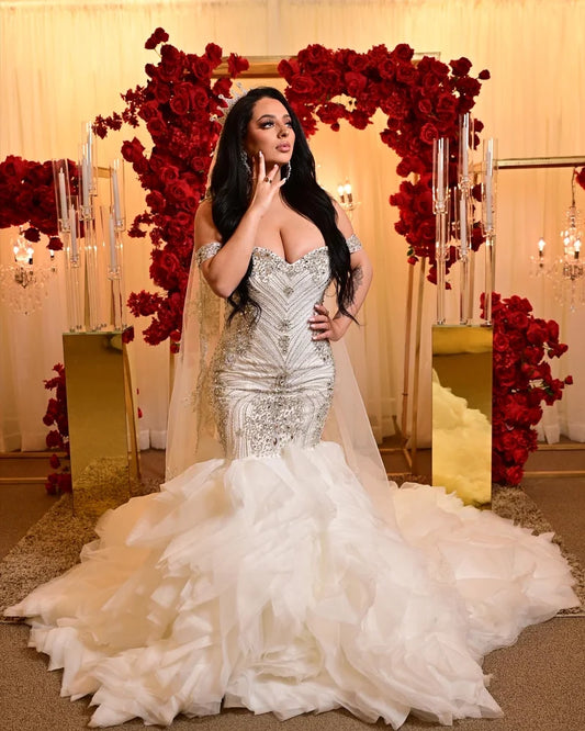 Rose EldaDah Swarovski Ruffles Wedding Dress